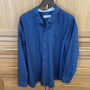 Tommy Bahama Navy Blue Geometric Long-Sleeve Button-Down Shirt